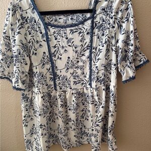 Elegant Navy Floral Women's Blouse
